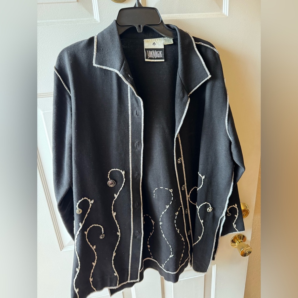Black and White Embroidered Jacket